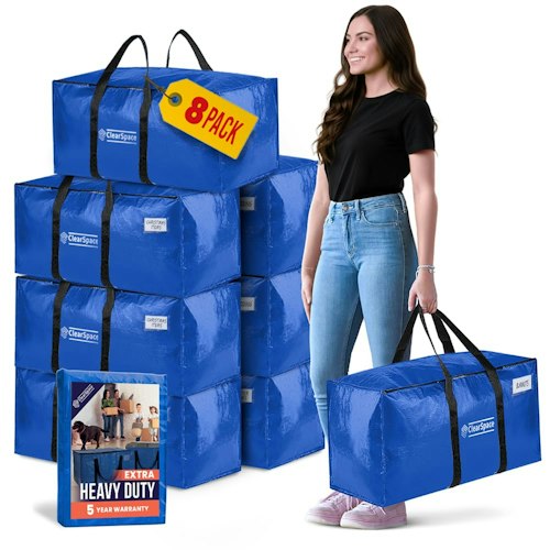 ClearSpace Heavy Duty Moving Bags 8-Pack for $18 + free shipping w/ Prime