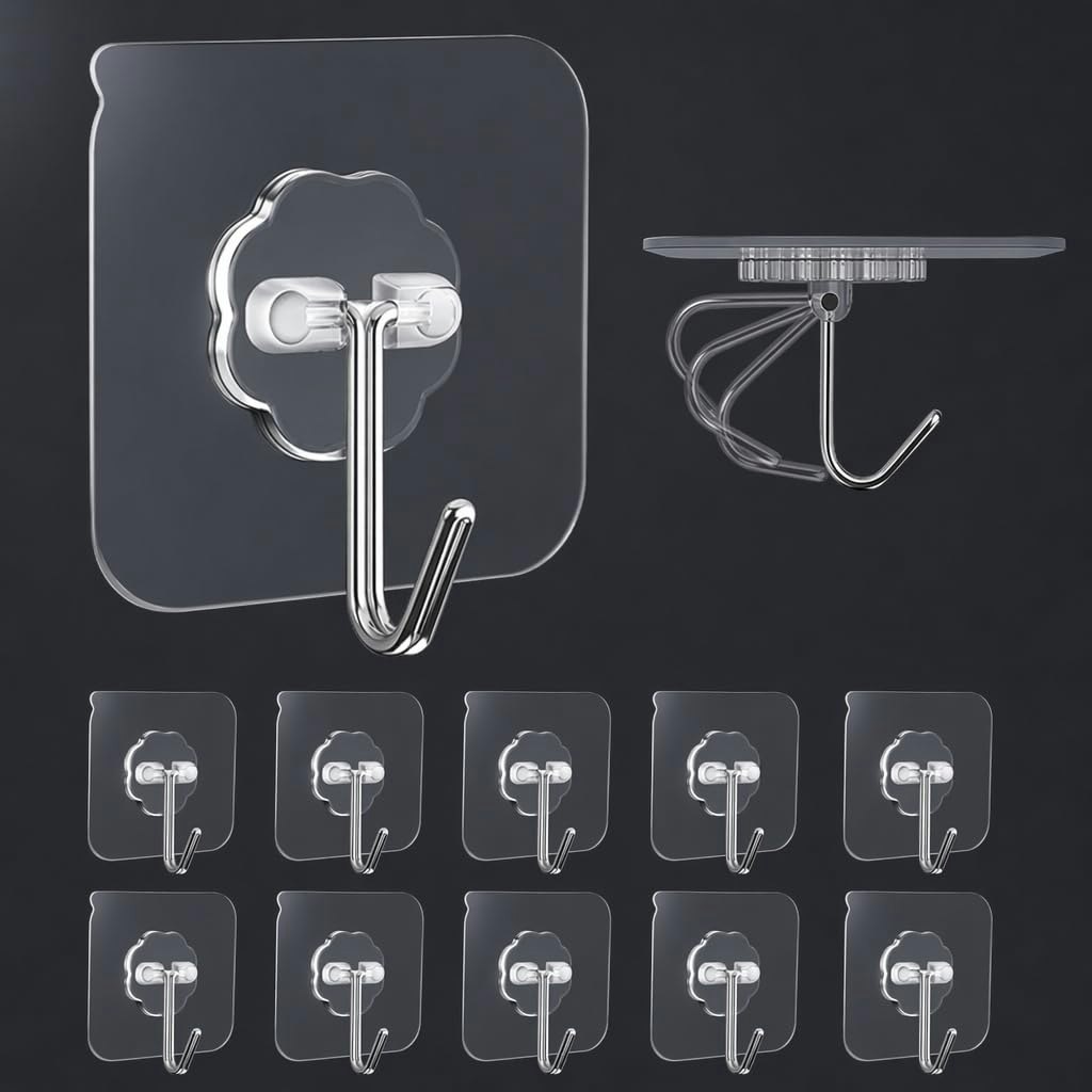 Adhesive Wall Hook 10-Pack: $1.28