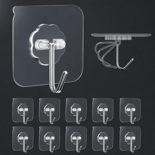 Adhesive Wall Hook 10-Pack for $1 + free shipping w/ $25