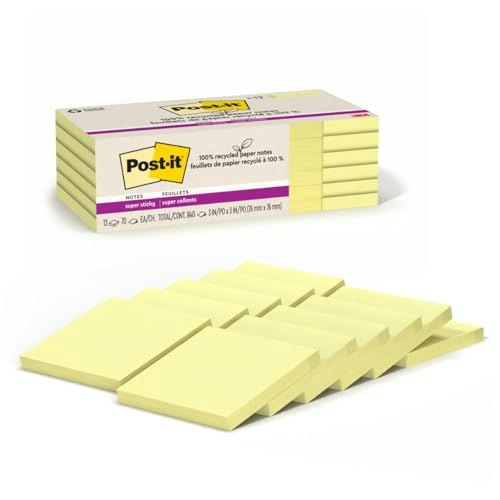 Post-it 3x3-Inch Recycled Super Sticky Notes 12-Pack: $15.02 Post-it 3x3-Inch Recycled Super Sticky Notes 12-Pack: $15.02