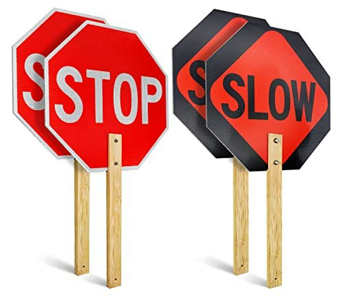 Stop Slow Sign with Bamboo Handle 2-Pack: $28.99 Stop Slow Sign with Bamboo Handle 2-Pack: $28.99