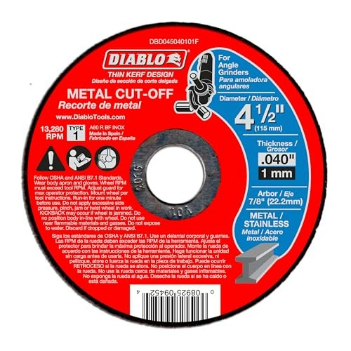 Diablo 4-1/2" Metal Cut-Off Disc: $3.59