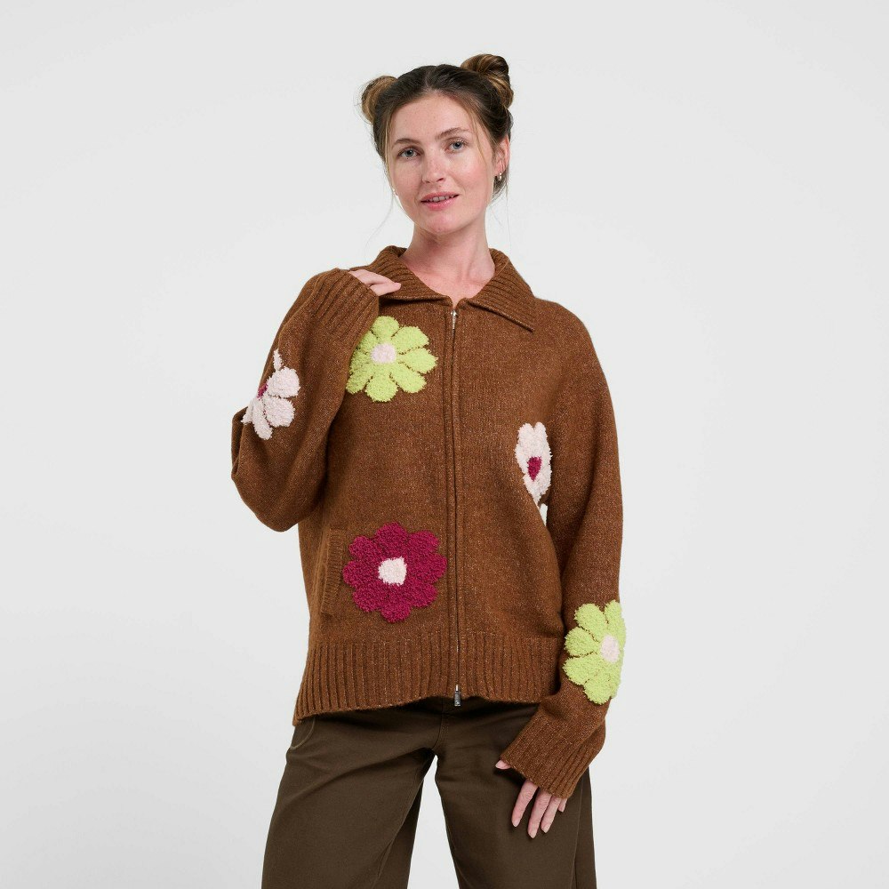 dELiA*s Women's Floral Zip-Up Cardigan: $40