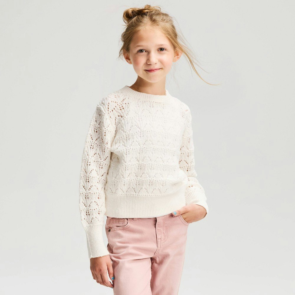Cat & Jack Girls' Pointelle Pullover Sweater: $20 Cat & Jack Girls' Pointelle Pullover Sweater: $20