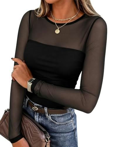 Zeagoo Women's Long Sleeve Sheer Mesh Blouse: $8.54 Zeagoo Women's Long Sleeve Sheer Mesh Blouse: $8.54