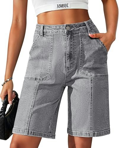 Eddoyee Women's High-Waisted Bermuda Jean Shorts: $25.99 Eddoyee Women's High-Waisted Bermuda Jean Shorts: $25.99