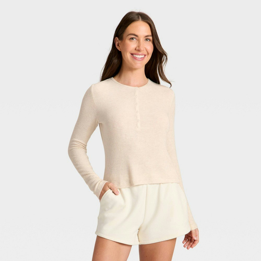 Auden Women's Cozy Ribbed Long Sleeve Henley Pullover: $25