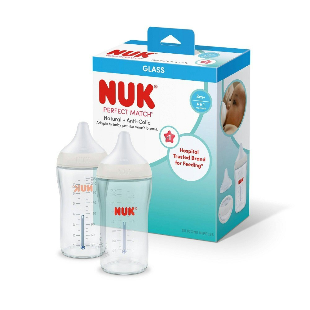 Nuk Perfect Match Glass Baby Bottles 8-oz 2-Pack: $19.99