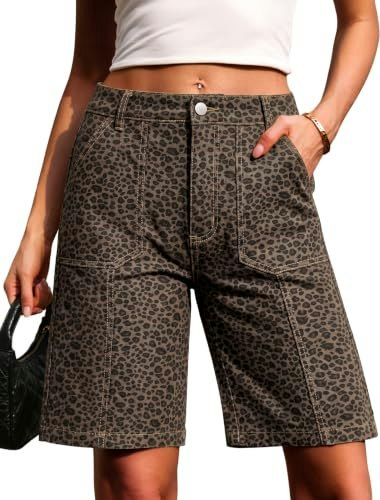 Eddoyee Women's High-Waisted Knee-Length Chino Bermuda Shorts: $27.99 Eddoyee Women's High-Waisted Knee-Length Chino Bermuda Shorts: $27.99