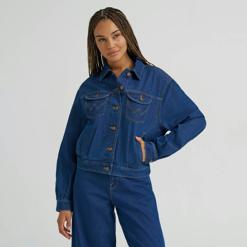 Wrangler Women's Graphic Denim Bomber Jacket: $75 Wrangler Women's Graphic Denim Bomber Jacket: $75
