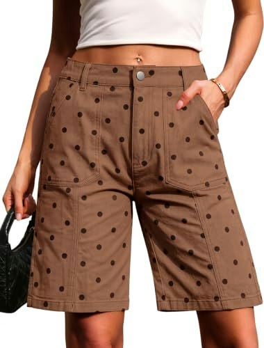 Eddoyee Women's High-Waisted Knee-Length Chino Bermuda Shorts: $28.39 Eddoyee Women's High-Waisted Knee-Length Chino Bermuda Shorts: $28.39