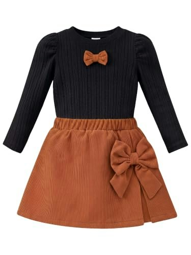 Amawmw Girl's Puff Sleeve Top and Skirt Set: $14.20 Amawmw Girl's Puff Sleeve Top and Skirt Set: $14.20