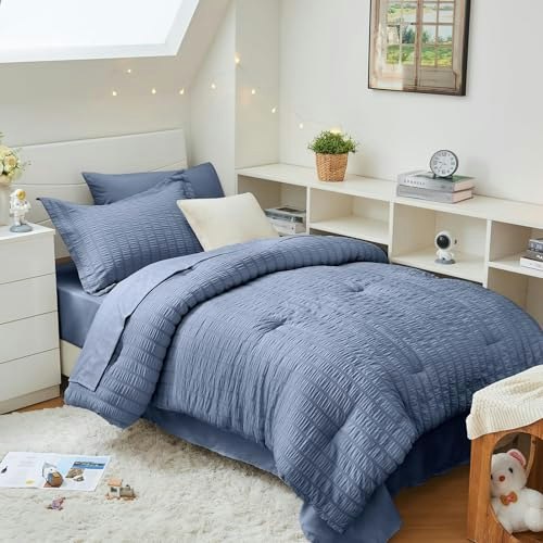 Hymokege Twin XL Seersucker 5-Piece Bedding Set: $49.98 Hymokege Twin XL Seersucker 5-Piece Bedding Set: $49.98