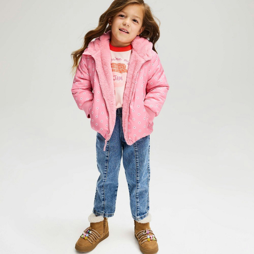 Cat & Jack Toddler Girls' Ditsy Floral Reversible Puffer Jacket 3T: $30