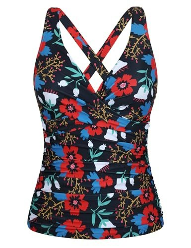 Hilor Women's Plus Size Tummy Control Tankini Top: $30.59