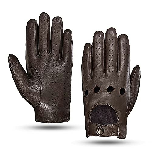 Mggmokay Men's Touchscreen Leather Driving Gloves: $13.44