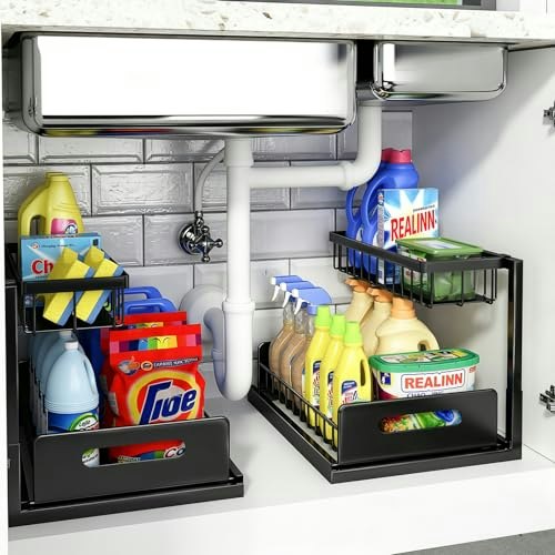 Realinn L-Shaped 2-Tier Under Sink Cabinet Organizer: $35.99
