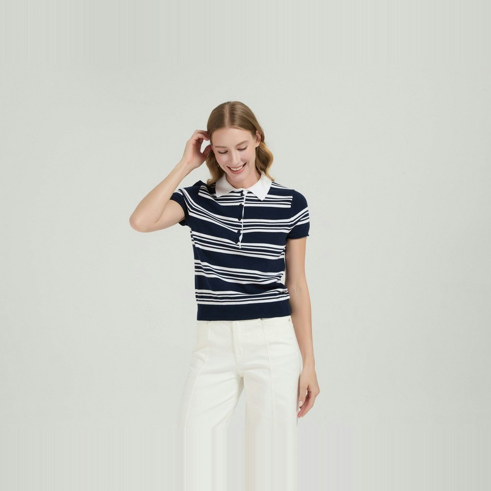 A New Day Women's Striped Short Sleeve Polo Sweater: $26.60 A New Day Women's Striped Short Sleeve Polo Sweater: $26.60