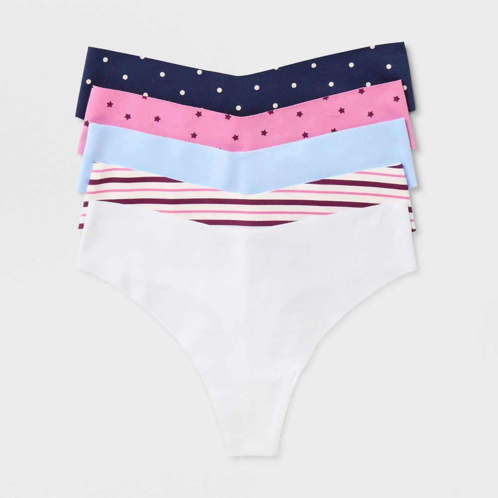 Wild Fable Women's Invisible Edge Cotton Thong Underwear 5-Pack: $11.25