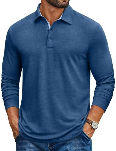 Coofandy Men's Long Sleeve Golf Polo Shirt: $19.99 Coofandy Men's Long Sleeve Golf Polo Shirt: $19.99
