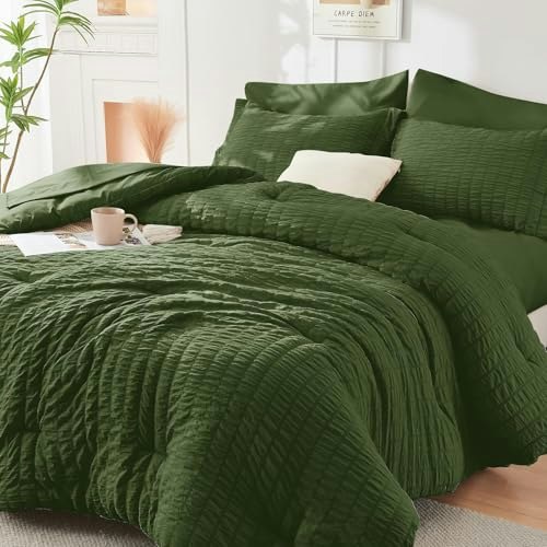 Hymokege California King 7-Piece Seersucker Comforter Bedding Set: $47.99 Hymokege California King 7-Piece Seersucker Comforter Bedding Set: $47.99