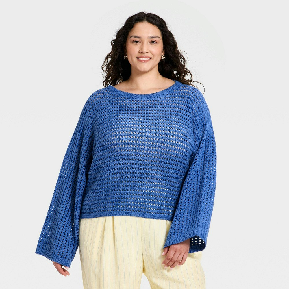 A New Day Women's Oversized Stitch Crewneck Sweater 2X: $15 A New Day Women's Oversized Stitch Crewneck Sweater 2X: $15