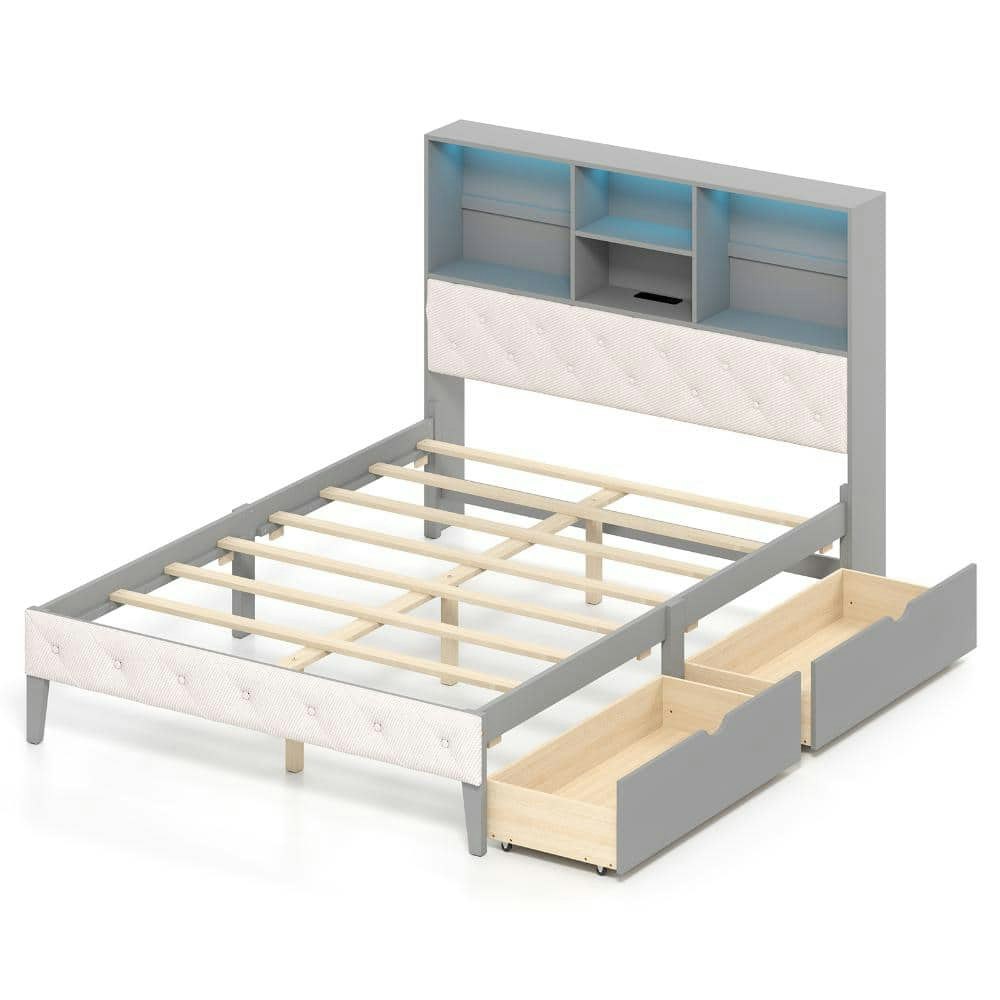 Full Size Platform Bed with Bookcase Headboard and 2 Drawers: $251 Full Size Platform Bed with Bookcase Headboard and 2 Drawers: $251