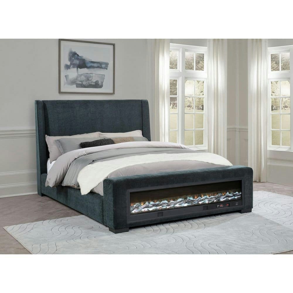 Preston Blue Jacquard Upholstered California King Panel Bed: $837.31 Preston Blue Jacquard Upholstered California King Panel Bed: $837.31