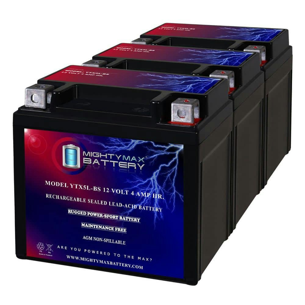 YTX5L-BS 12V 4Ah Battery 3-Pack: $54.99