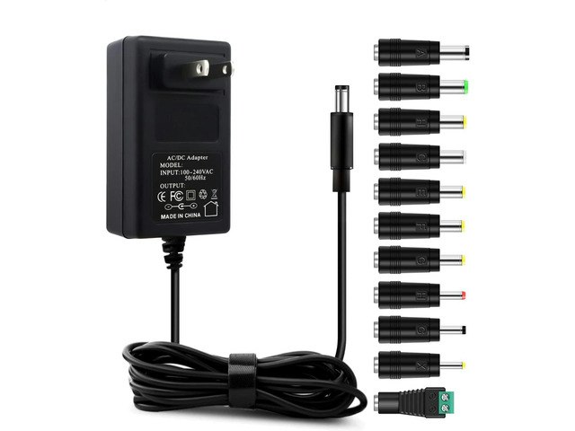 15V 2A AC Power Adapter with 11 Interchangeable Plugs: $27.39