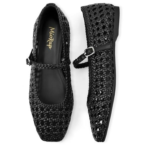 Miorap Square Toe Mesh Mary Jane Ballet Flats: $42.49