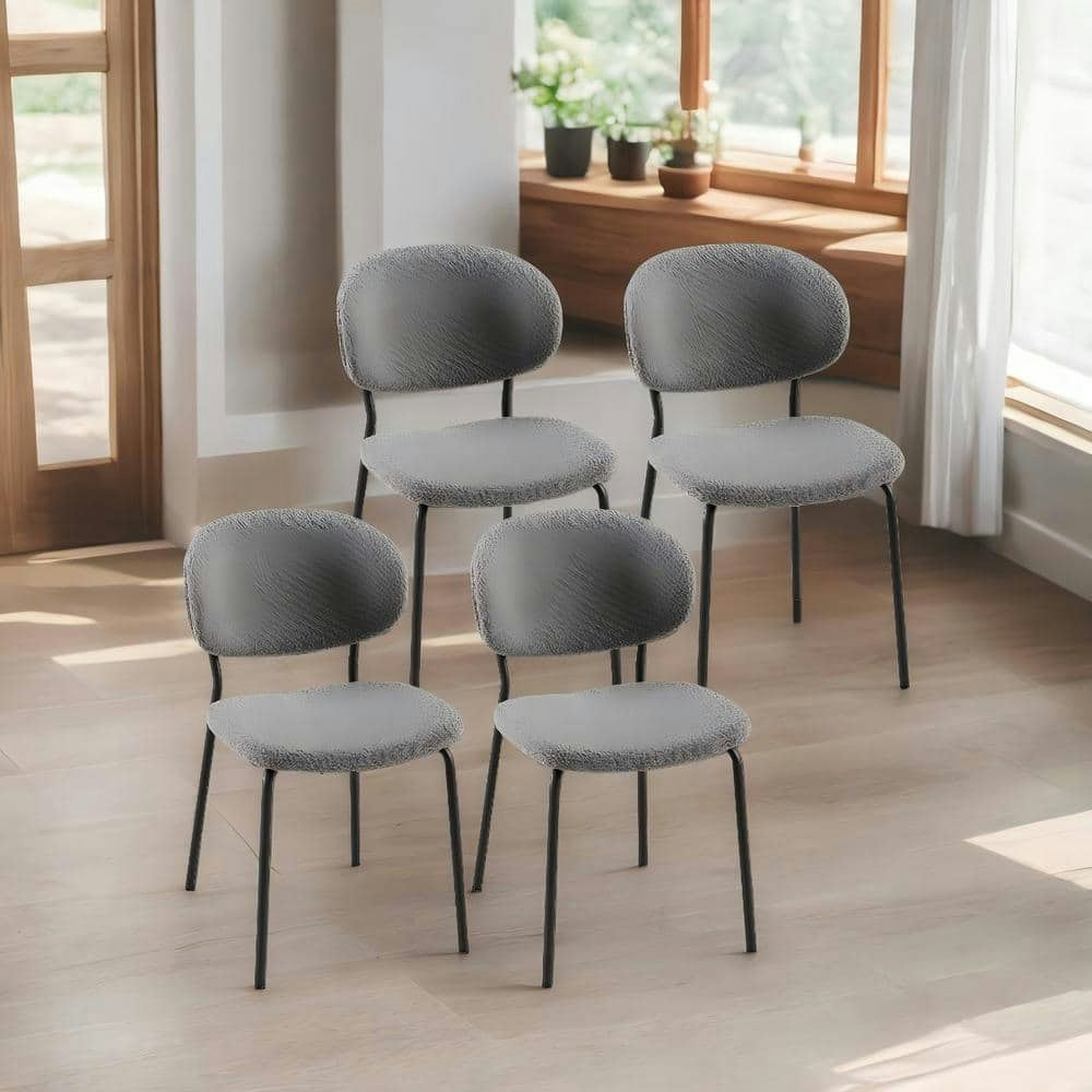 Modern Gray Boucle Armless Dining Chairs 4-Pack: $272.36 Modern Gray Boucle Armless Dining Chairs 4-Pack: $272.36