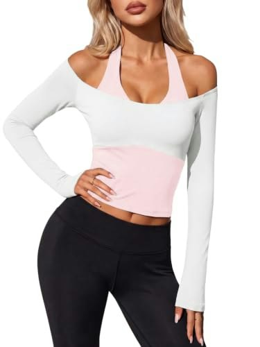 Aoysky Women's Off Shoulder Halter Crop Top: $14.97 Aoysky Women's Off Shoulder Halter Crop Top: $14.97