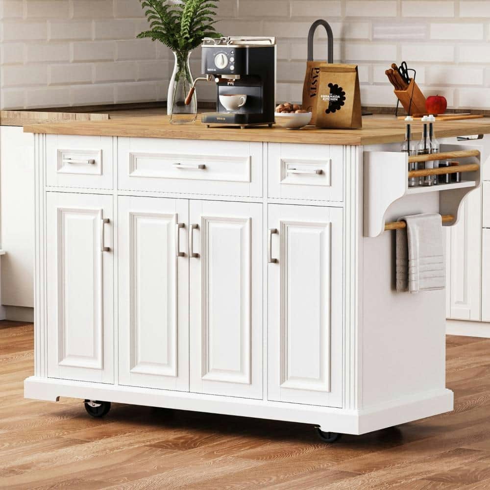 54-Inch Farmhouse Drop-Leaf Kitchen Island on Wheels: $511.54 54-Inch Farmhouse Drop-Leaf Kitchen Island on Wheels: $511.54