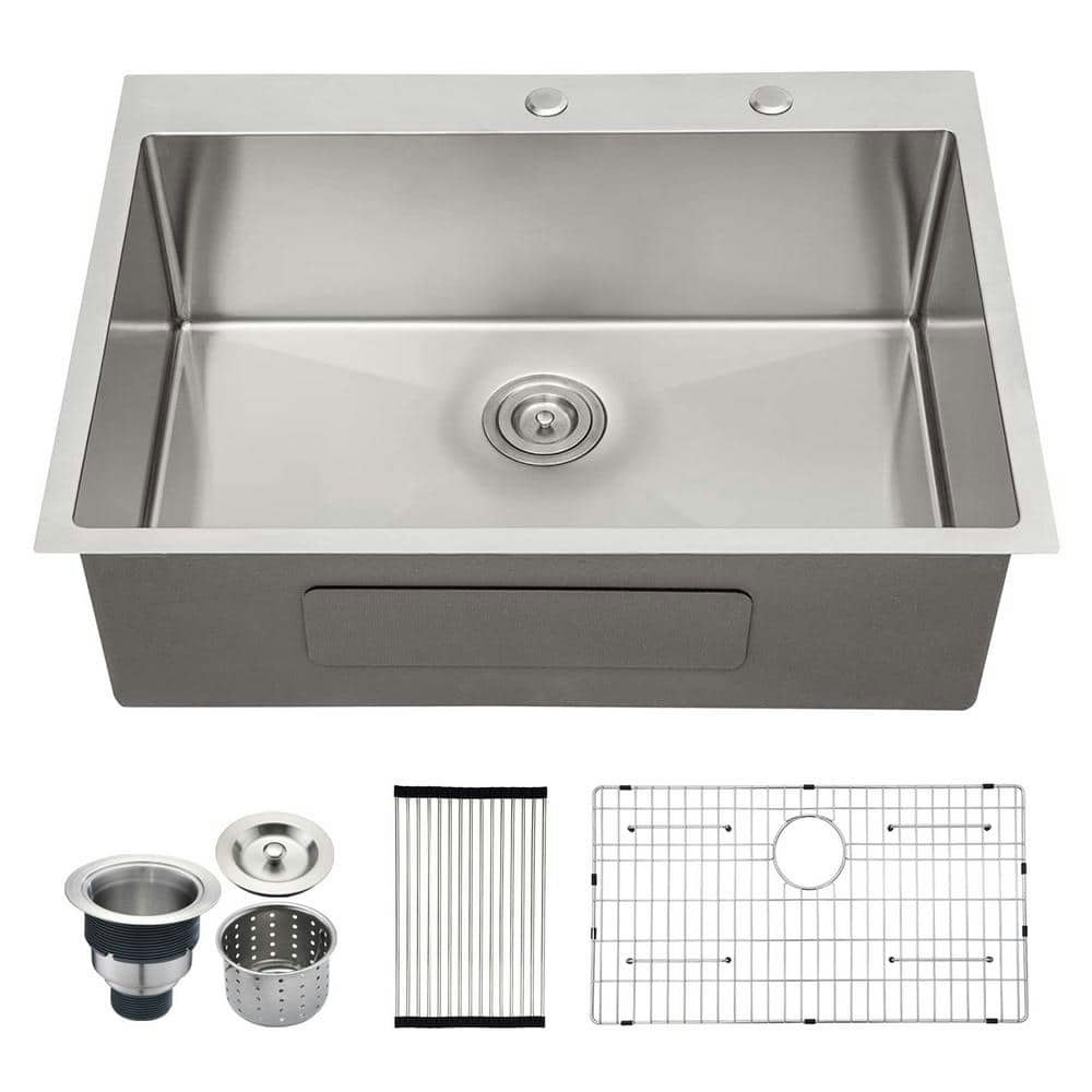30-Inch x 22-Inch Stainless Steel Drop-in Kitchen Sink with Bottom Grid and Basket Strainer: $452.35