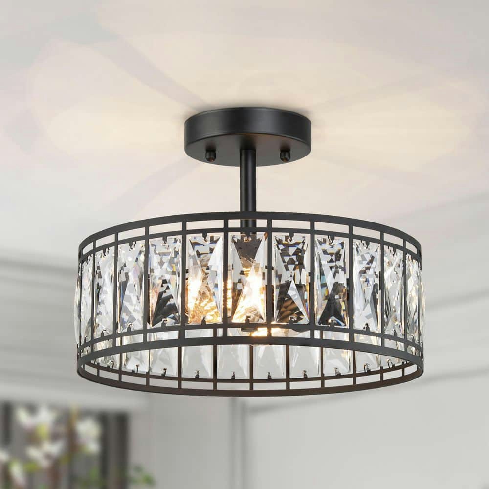 Cristallo 12.5-inch 2-Light Drum Semi-Flush Mount Light: $115 Cristallo 12.5-inch 2-Light Drum Semi-Flush Mount Light: $115