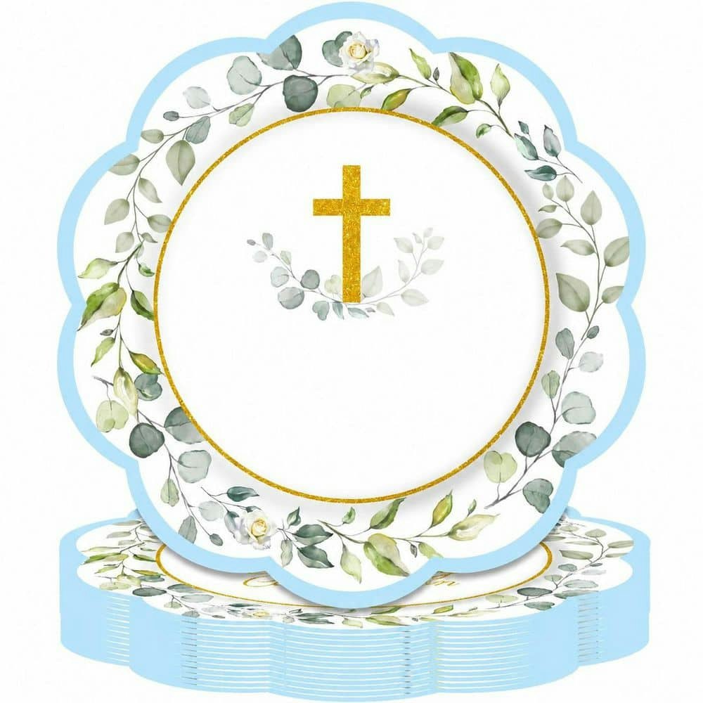 Floral Eucalyptus Cross 9-Inch First Communion Dinner Plates 50-Pack: $70.81 Floral Eucalyptus Cross 9-Inch First Communion Dinner Plates 50-Pack: $70.81