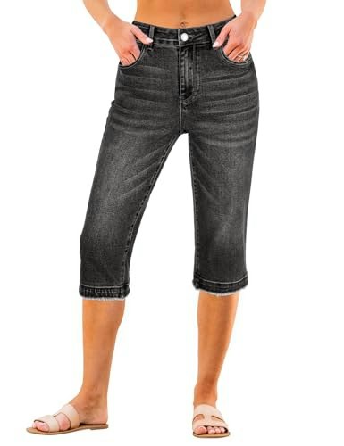 Luvamia Women's Distressed Denim Capris: $28.02