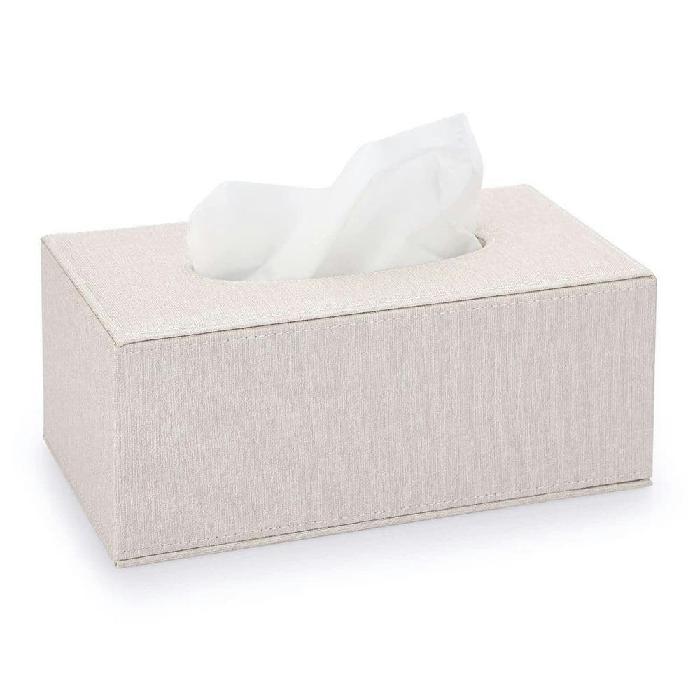 Beige Linen Rectangular Tissue Box Cover: $56.67