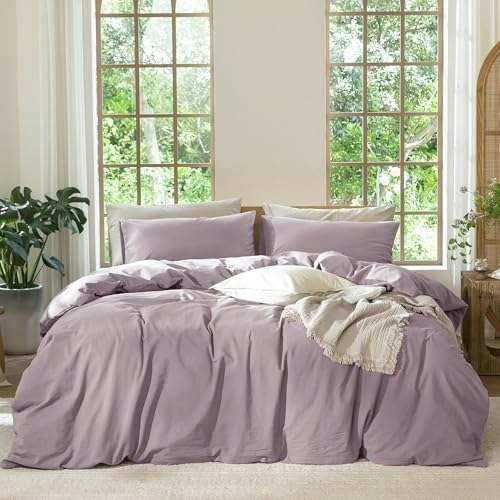 MooMee Oversized King Washed Cotton Duvet Cover Set: $101.99
