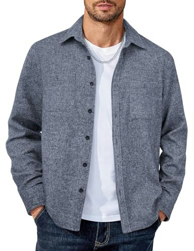 Coofandy Men's Western Long Sleeve Plaid Flannel Shirt Jacket: $25.98