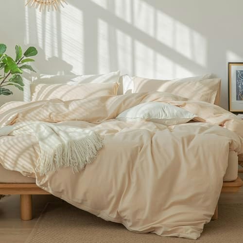 MooMee Twin Washed Cotton Duvet Cover Set: $50.99