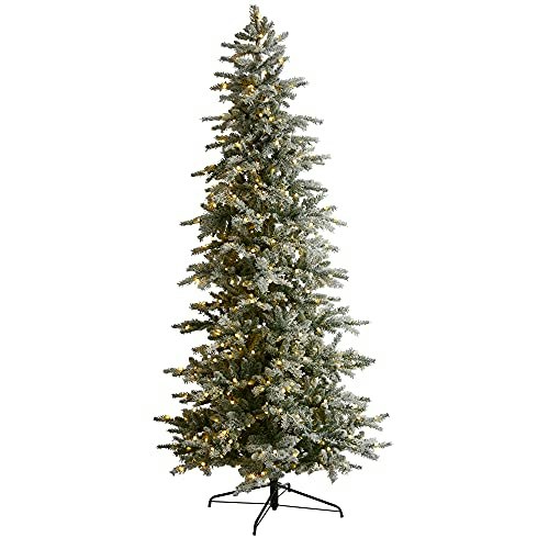 Nearly Natural 8.5-Foot Slim Flocked Nova Scotia Spruce Artificial Christmas Tree with 500 LED Lights: $279.49