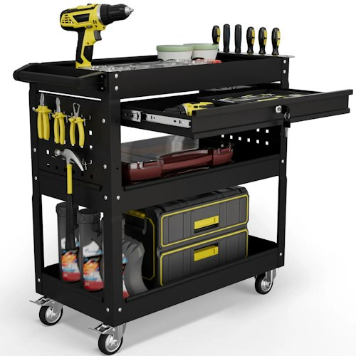 17 Stories 3-Tier Rolling Tool Cart w/ Locking Drawer for $100 + free shipping