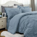 Bedsure Pintuck Pinch Pleat 7-Piece Queen Comforter Bed-in-a-Bag for $57 + free shipping