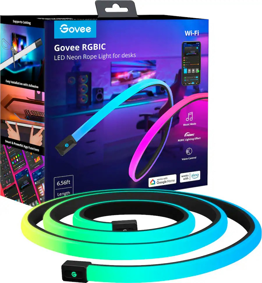 Govee 6.5-Foot RGBIC LED Neon Rope Light for Desks: $45