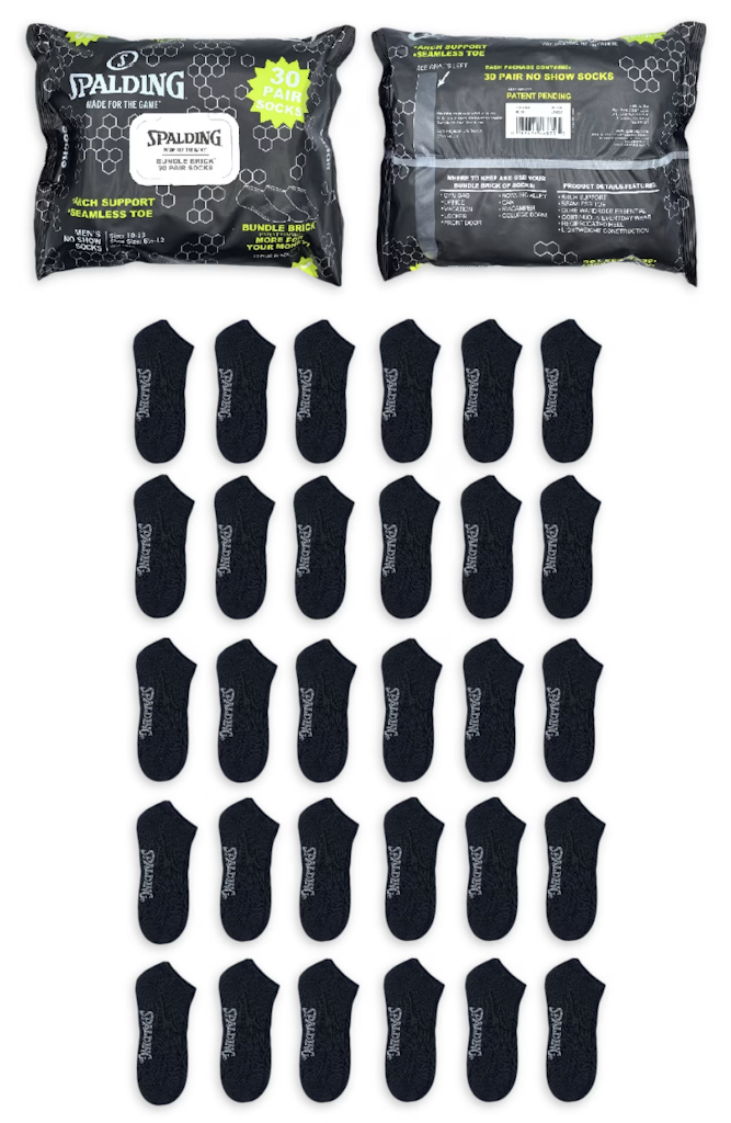 Spalding Men's No-Show Socks 30-Pack: $8.07