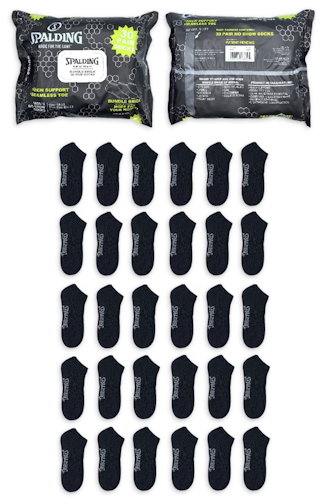 Spalding Men's No-Show Socks 30-Pack for $8 + free shipping w/ $35