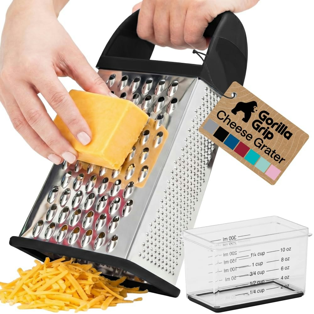 Gorilla Grip 4-Sided Stainless Steel Cheese Grater: $13 Gorilla Grip 4-Sided Stainless Steel Cheese Grater: $13