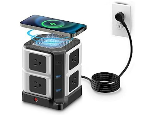 Bestek Power Strip Tower w/ Wireless Charger & USB-C for $26 + free shipping w/ Prime